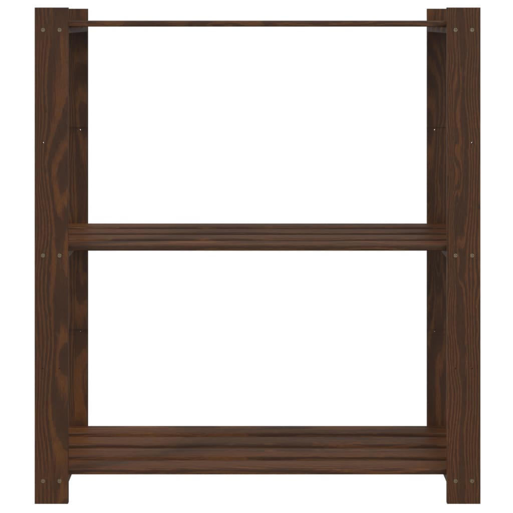Stalak za pohranu s 3 razine smeđi 80x38x90 cm masivna borovina