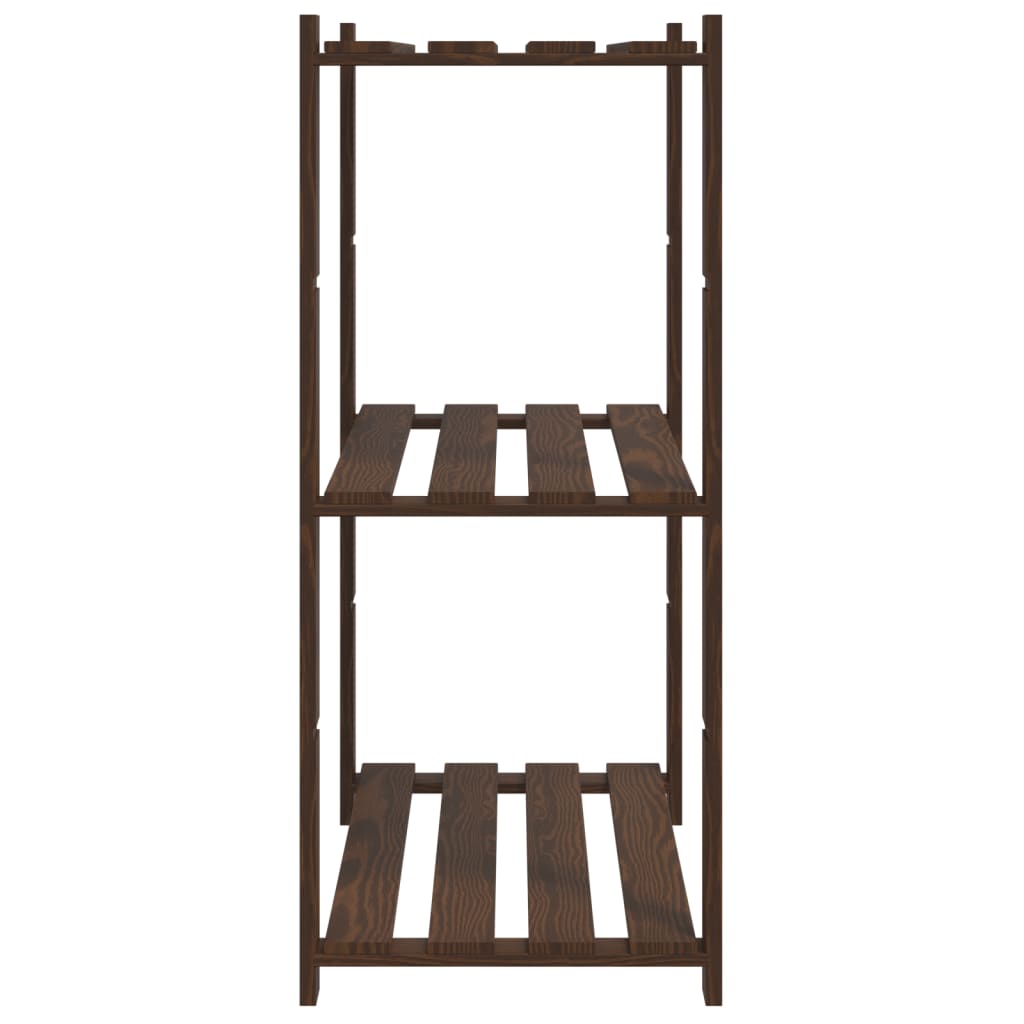 Stalak za pohranu s 3 razine smeđi 80x38x90 cm masivna borovina