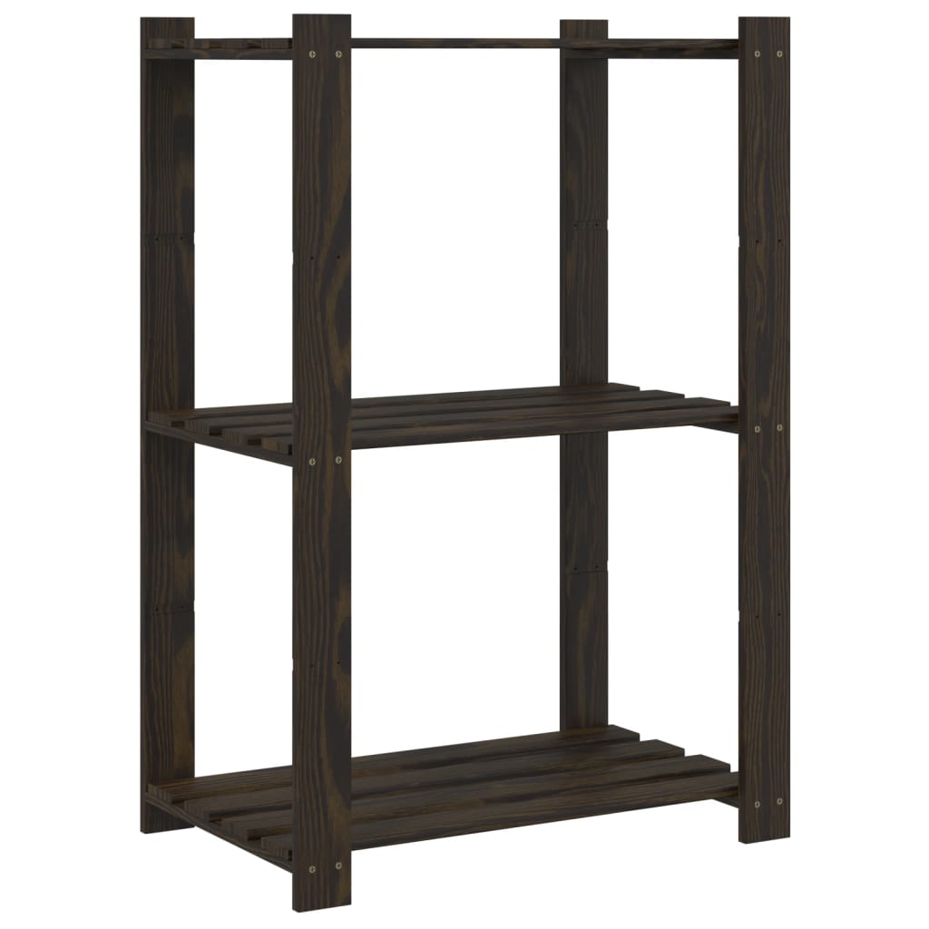 Stalak za pohranu s 3 razine crni 60x38x90 cm masivna borovina
