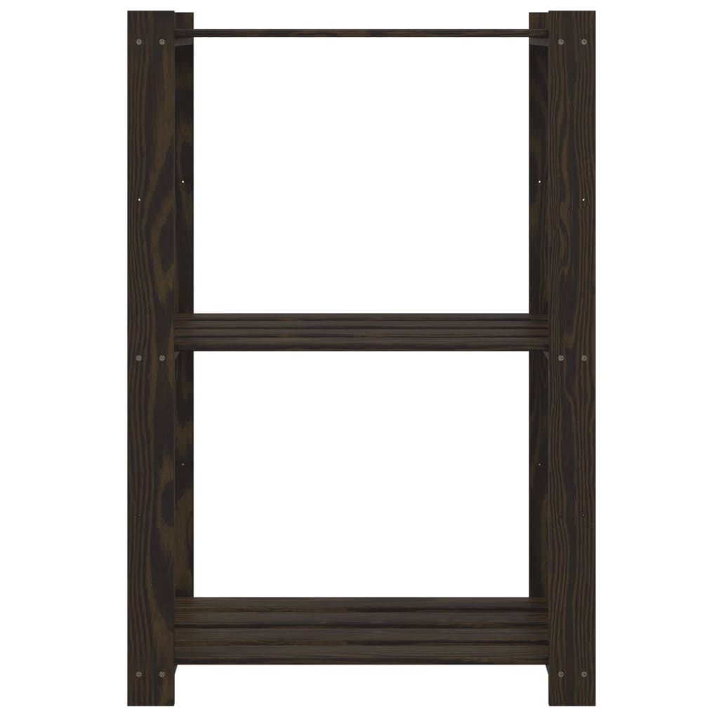 Stalak za pohranu s 3 razine crni 60x38x90 cm masivna borovina