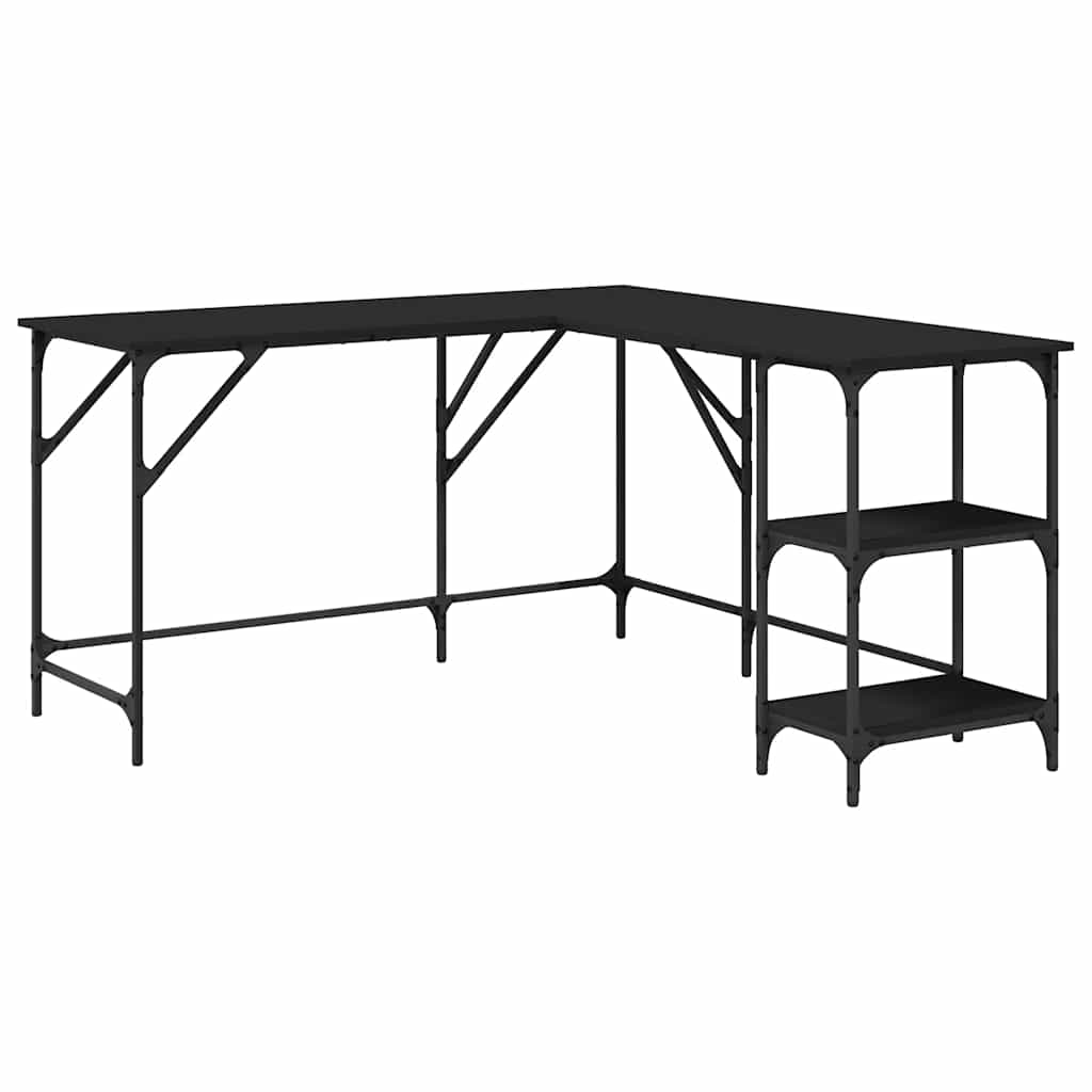 Radni stol crni 139 x 139 x 75 cm od konstruiranog drva