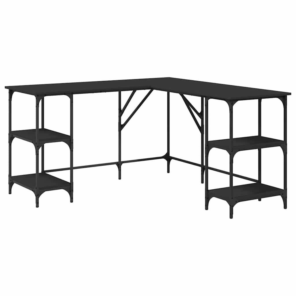 Radni stol crni 139 x 139 x 75 cm od konstruiranog drva