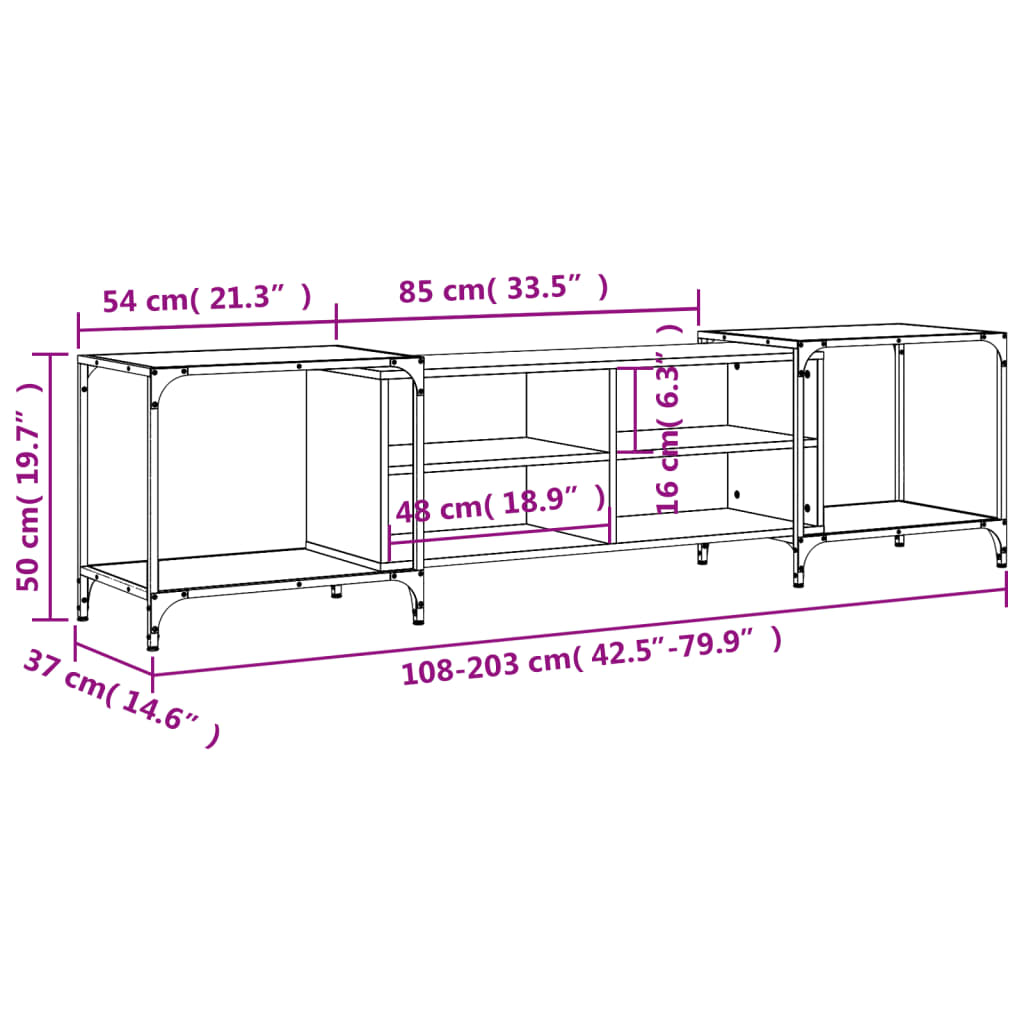 TV ormarić crni 203 x 37 x 50 cm od konstruiranog drva