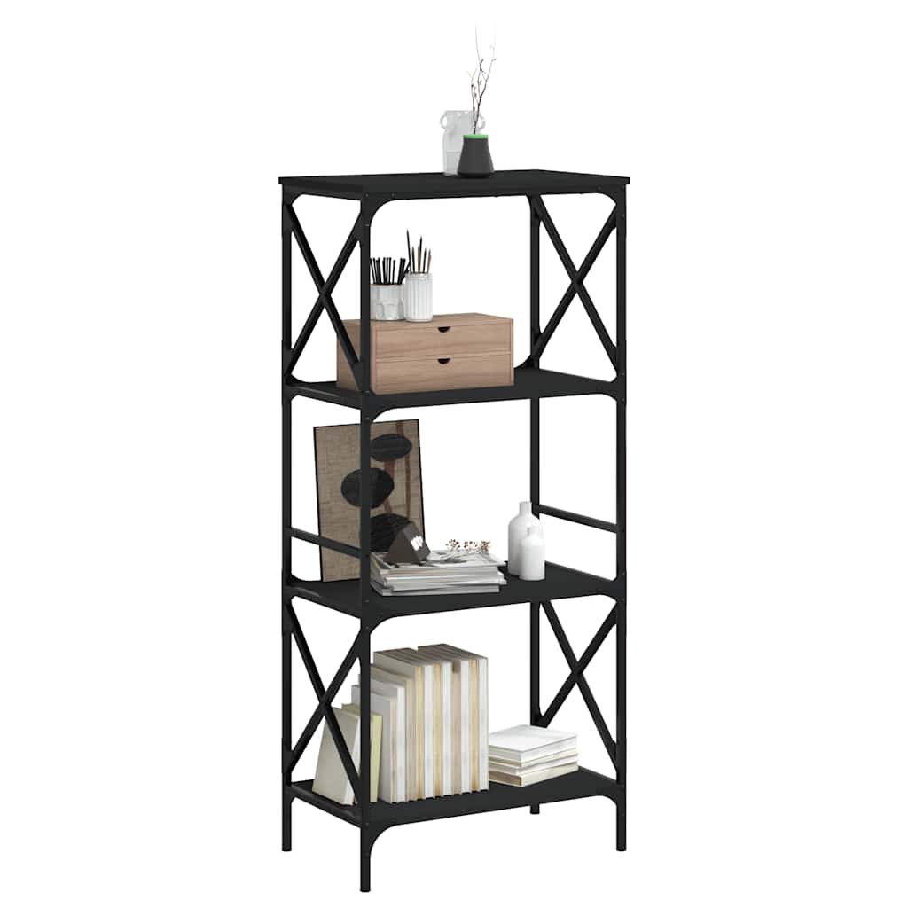Regal za knjige s 4 razine crni 59x35x132 cm konstruirano drvo