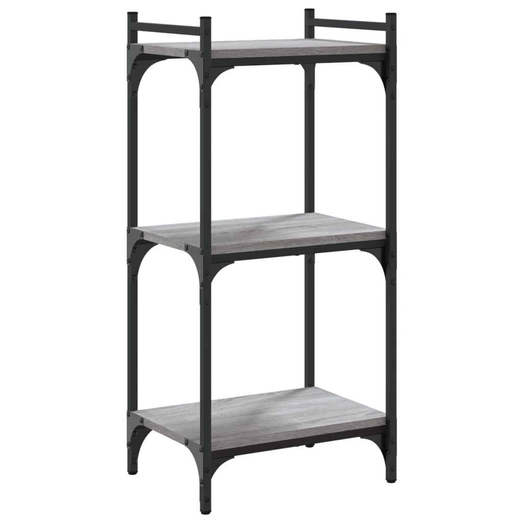 Regal za knjige s 3 razine siva boja hrasta 40x30x86 cm drveni