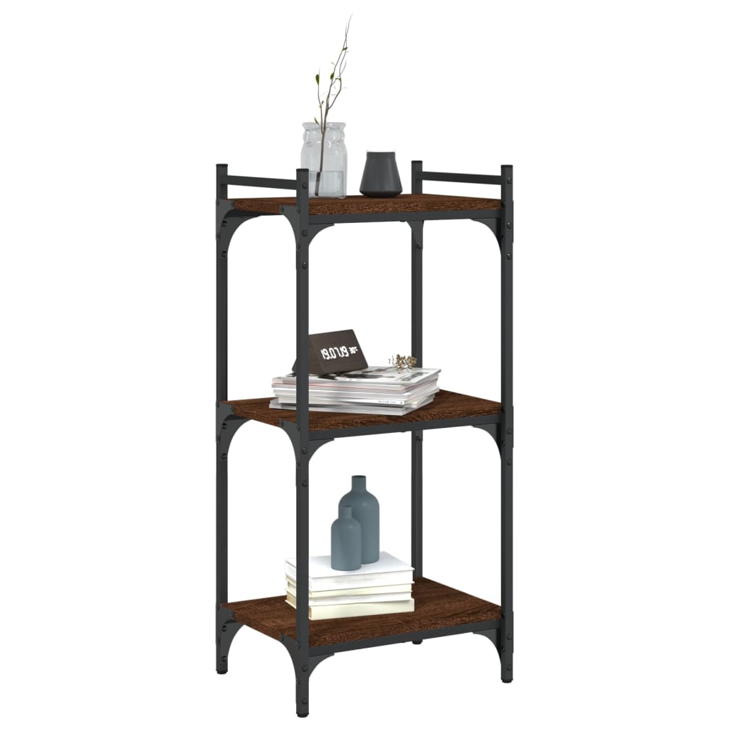 Regal za knjige s 3 razine smeđa boja hrasta 40x30x86 cm drveni