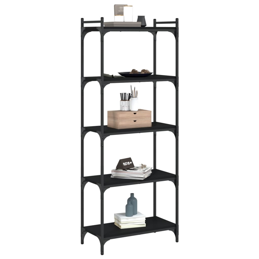 Regal za knjige s 5 razina crni 60x30x154 cm konstruirano drvo