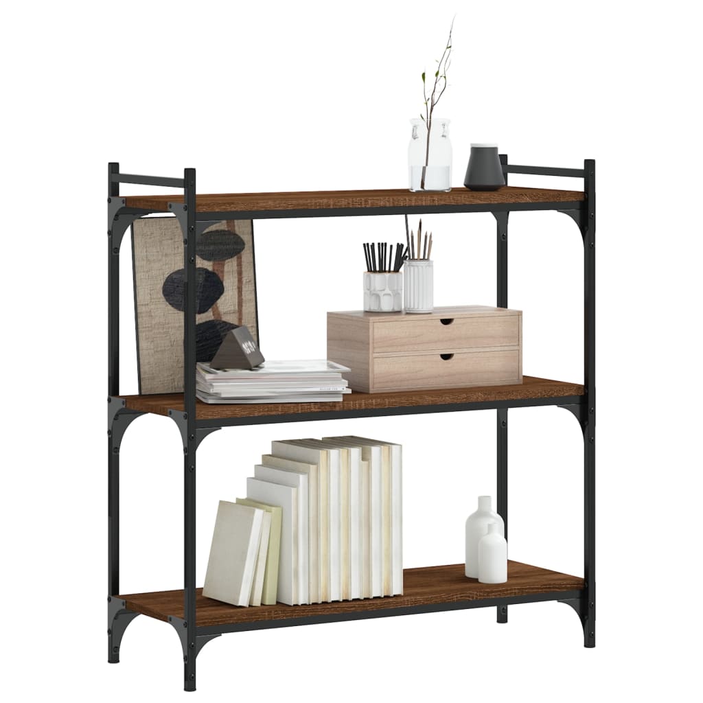 Regal za knjige s 3 razine smeđa boja hrasta 80x30x86 cm drveni