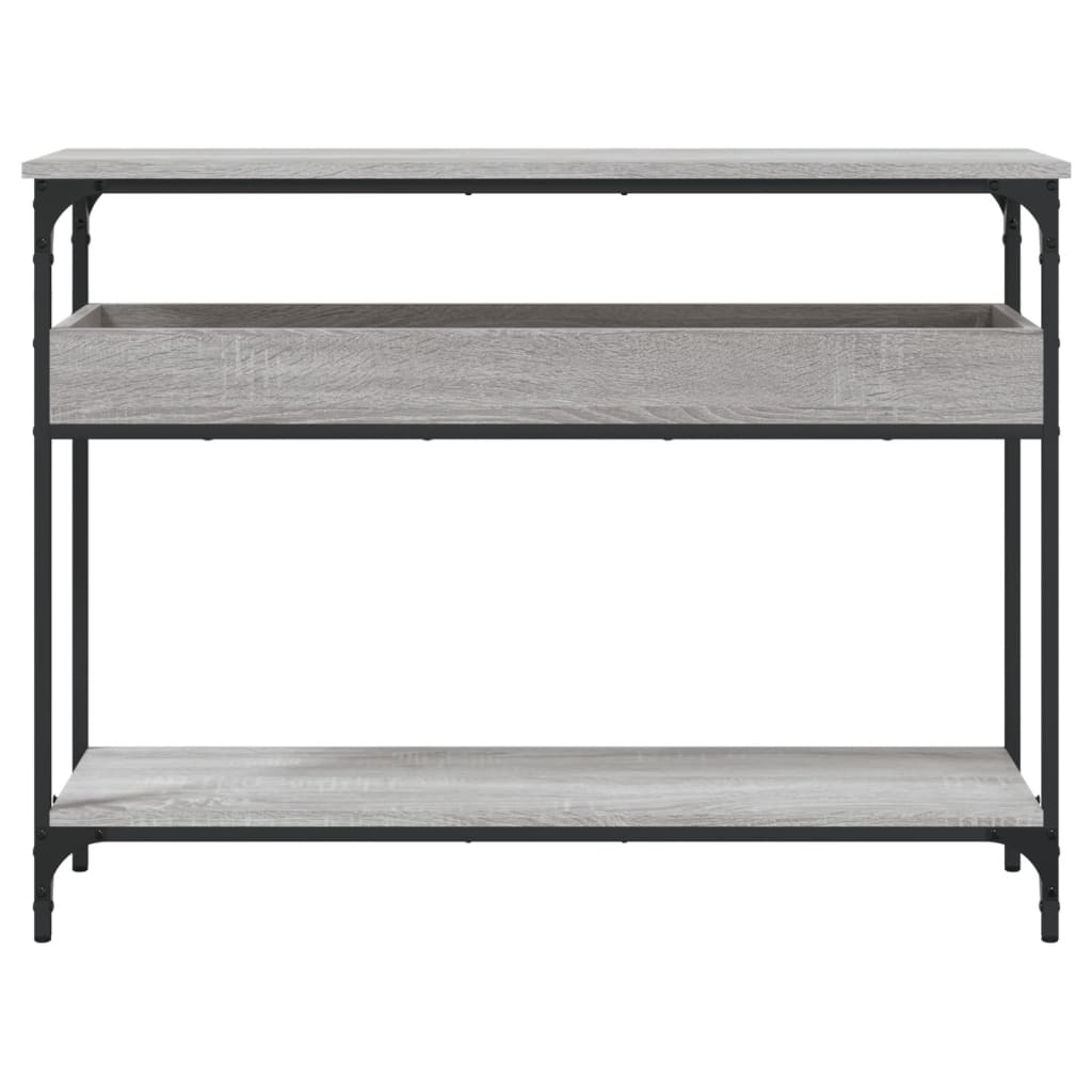 Konzolni stol s policama siva boja hrasta 100x29x75 cm drveni
