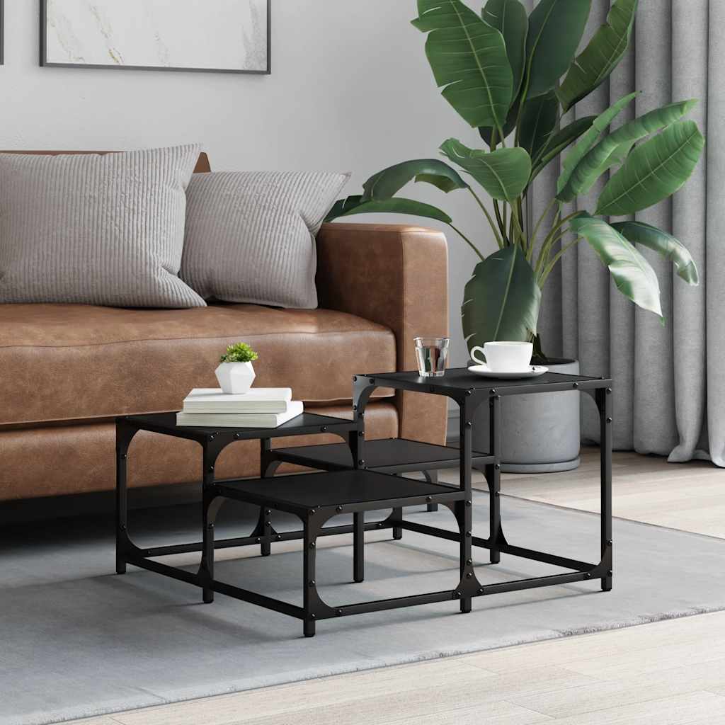 Stolić za kavu crni 68x68x40 cm od konstruiranog drva