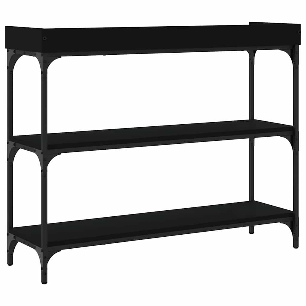 Konzolni stol s policama crni 100 x 30 x 80 cm