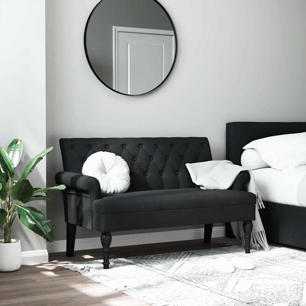 Klupa s naslonom crna 120x62x75,5 cm tkanina