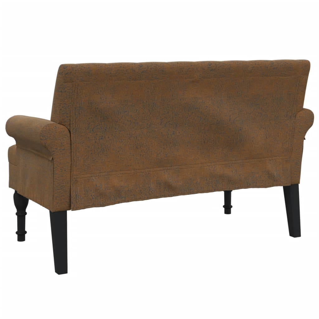 Klupa s naslonom smeđa 120 x 62 x 75,5 cm umjetna brušena koža