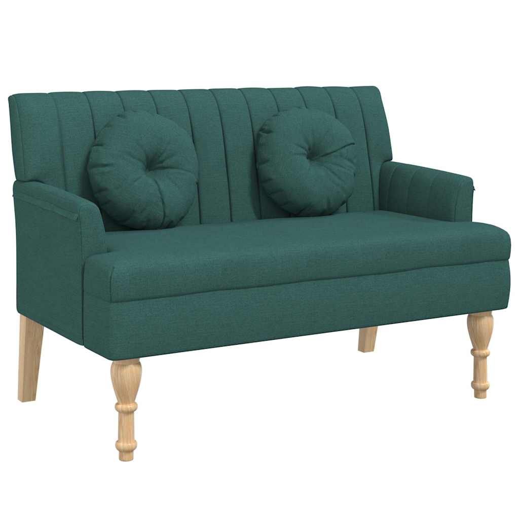 Klupa s jastucima tamnozelena 113 x 64,5 x 75,5 cm od tkanine