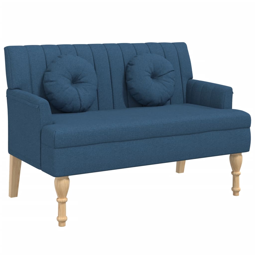 Klupa s jastucima plava 113 x 64,5 x 75,5 cm od tkanine
