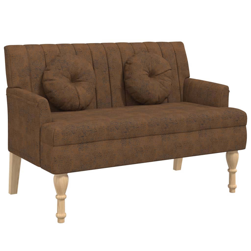 Klupa s naslonom smeđa 113x64,5x75,5 cm umjetna brušena koža