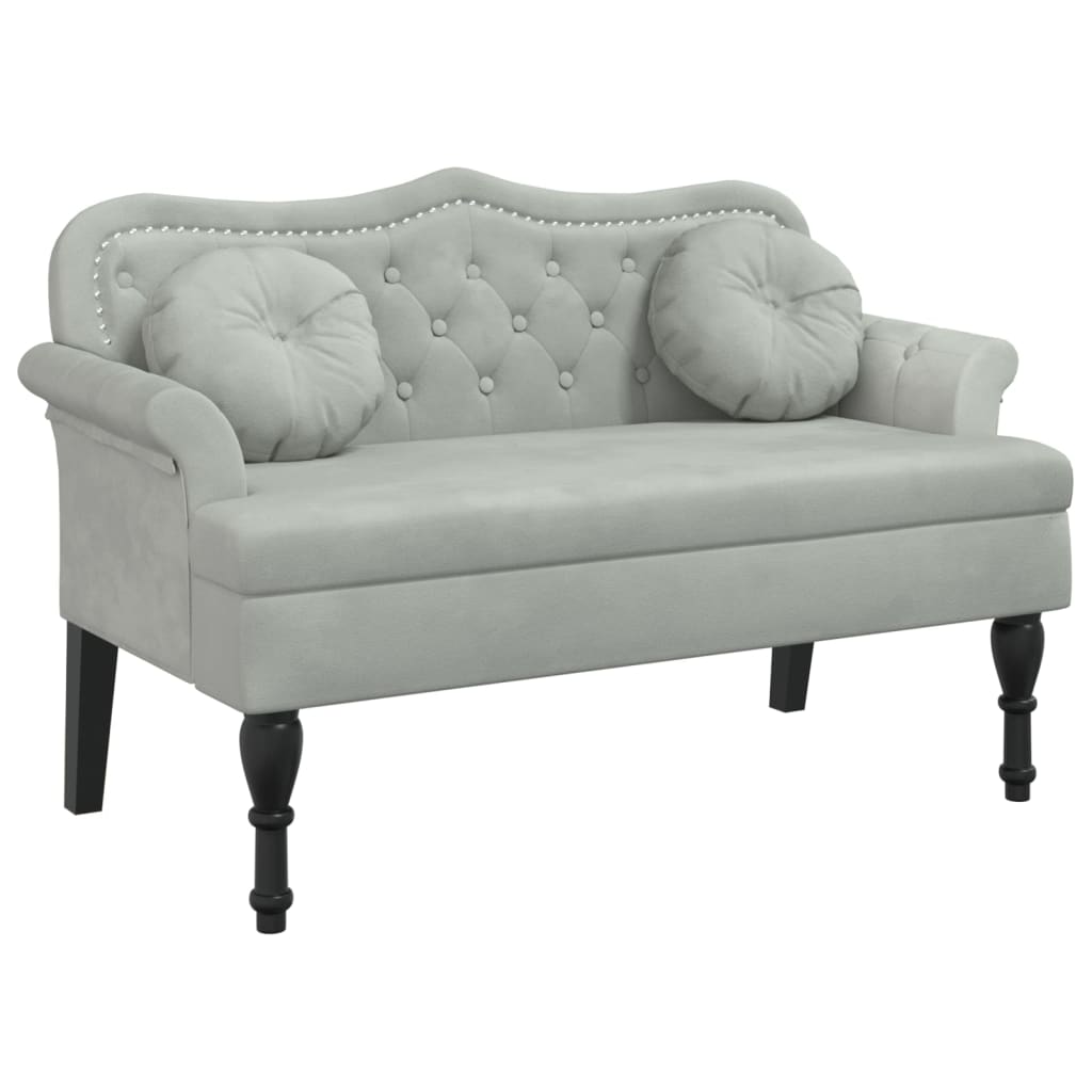 Klupa s jastucima svijetlosiva 120,5x65x75 cm baršun