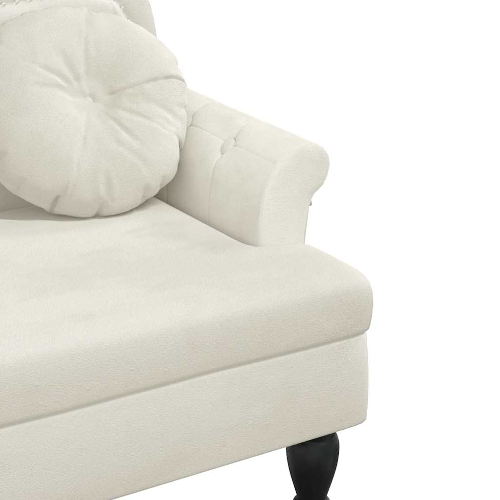 Klupa s jastucima Krem 120,5 x 65 x 75 cm baršunasta