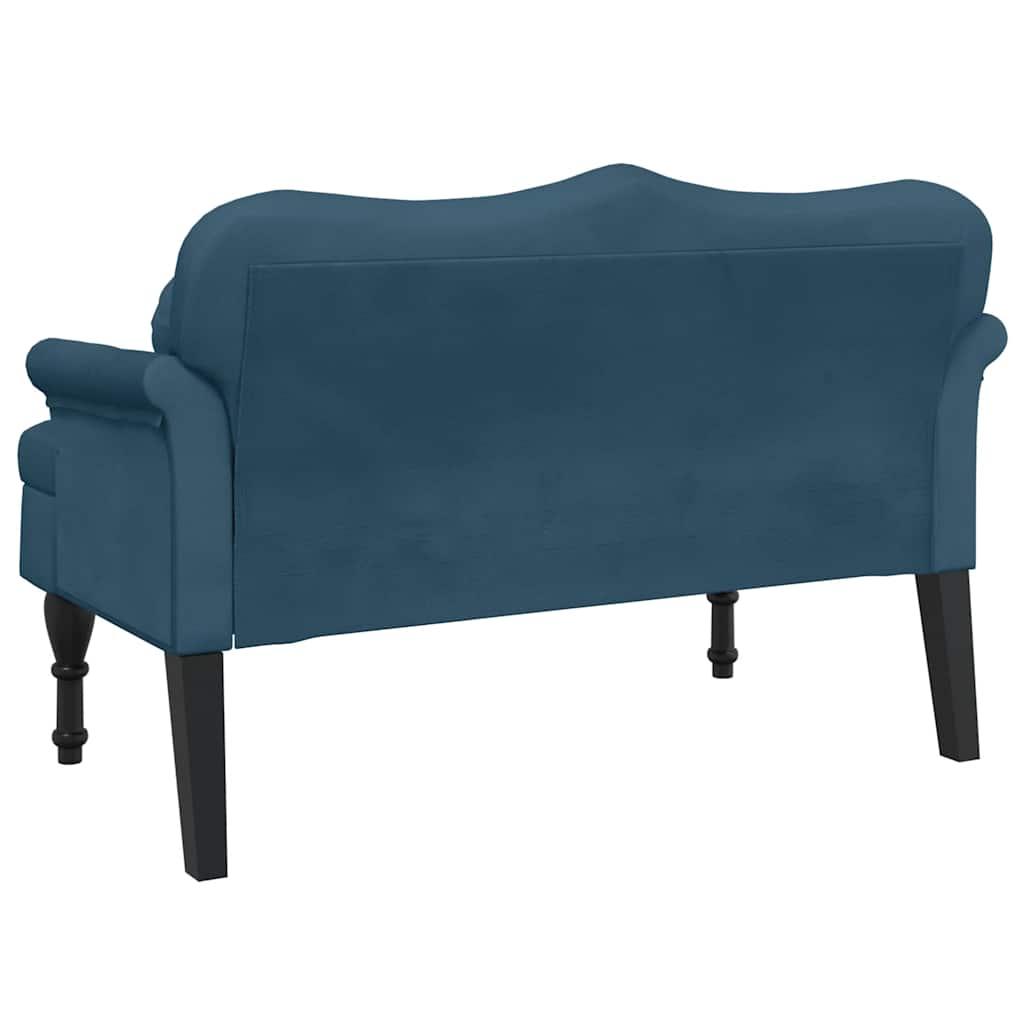Klupa s jastucima plava 120,5 x 65 x 75 cm baršunasta