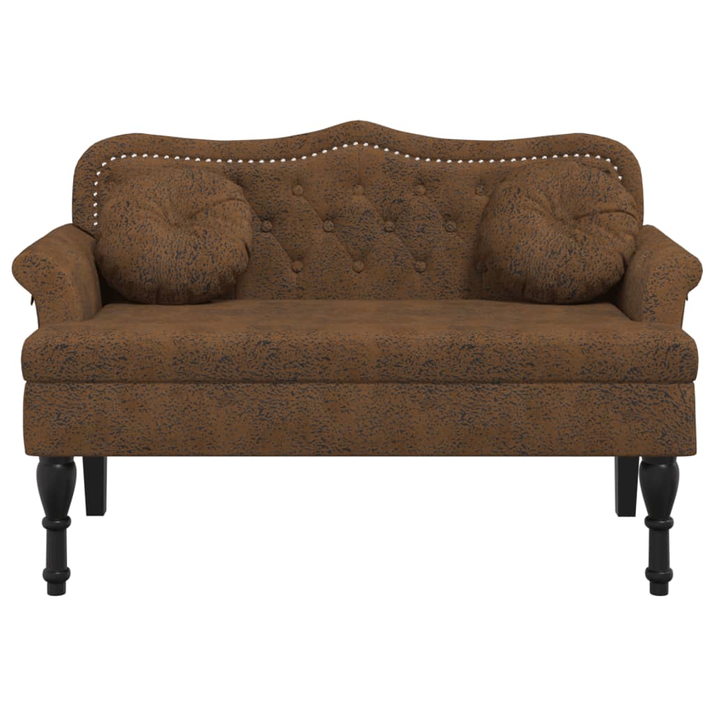 Klupa s jastucima smeđa 120,5x65x75 cm umjetna koža