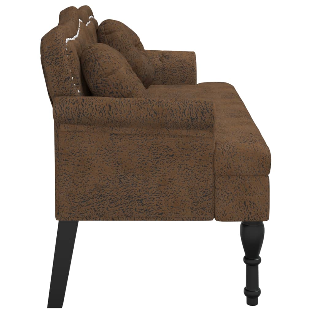 Klupa s jastucima smeđa 120,5x65x75 cm umjetna koža