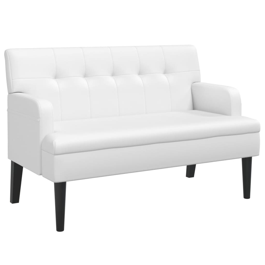 Klupa s naslonom bijela 112 x 65,5 x 75 cm od umjetne kože
