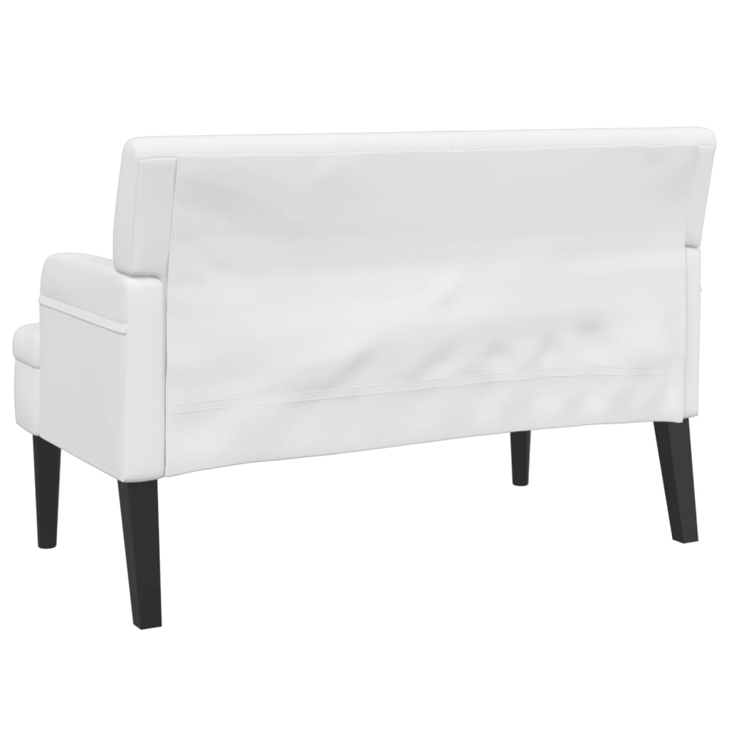 Klupa s naslonom bijela 112 x 65,5 x 75 cm od umjetne kože