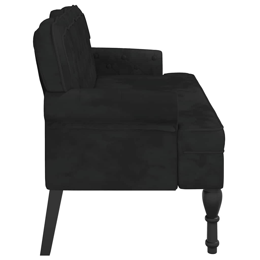 Klupa s naslonom Crna 119,5x64,5x75 cm Baršunasta