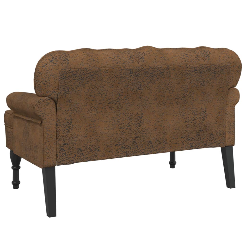 Klupa s naslonom smeđa 119,5x64,5x75 cm umjetna brušena koža