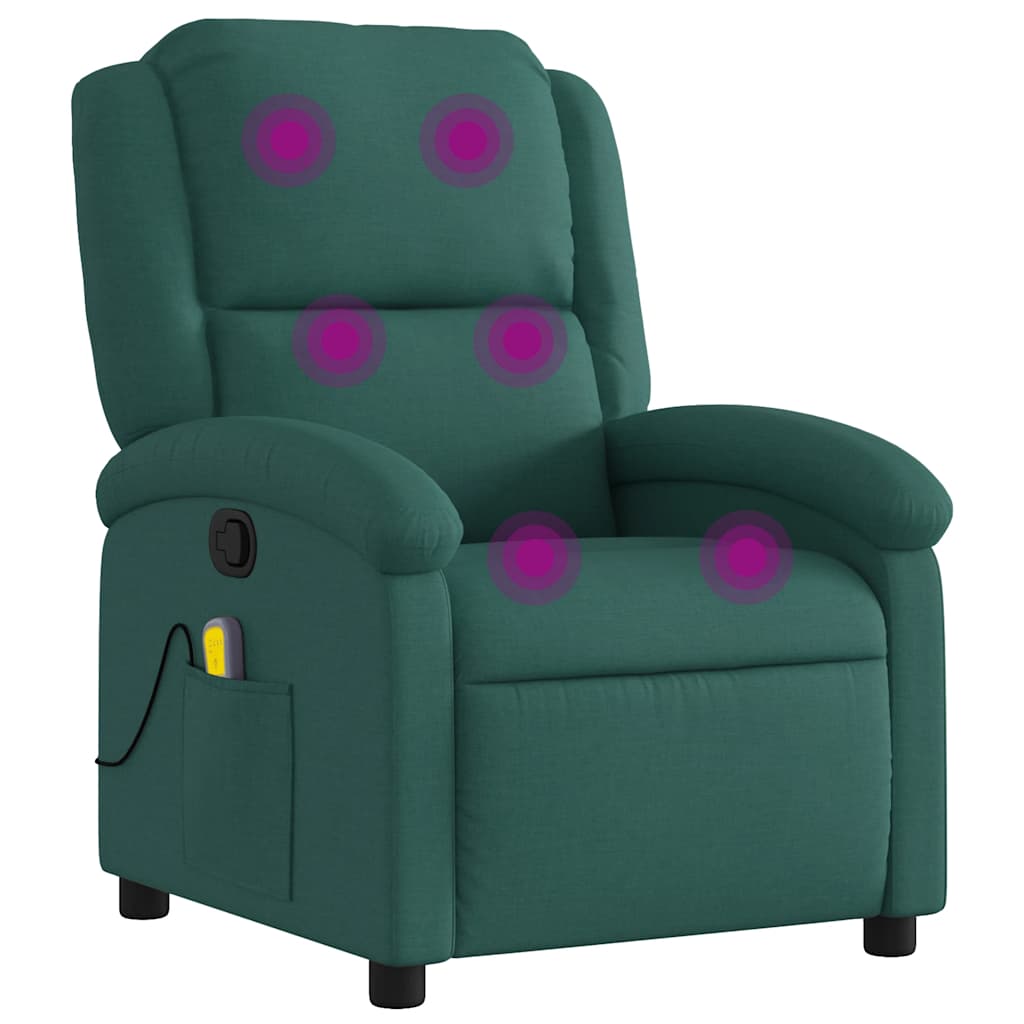 Masažni naslonjač od tkanine tamnozeleni