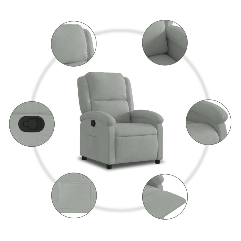 Naslonjač za noge svijetlo sivi baršun