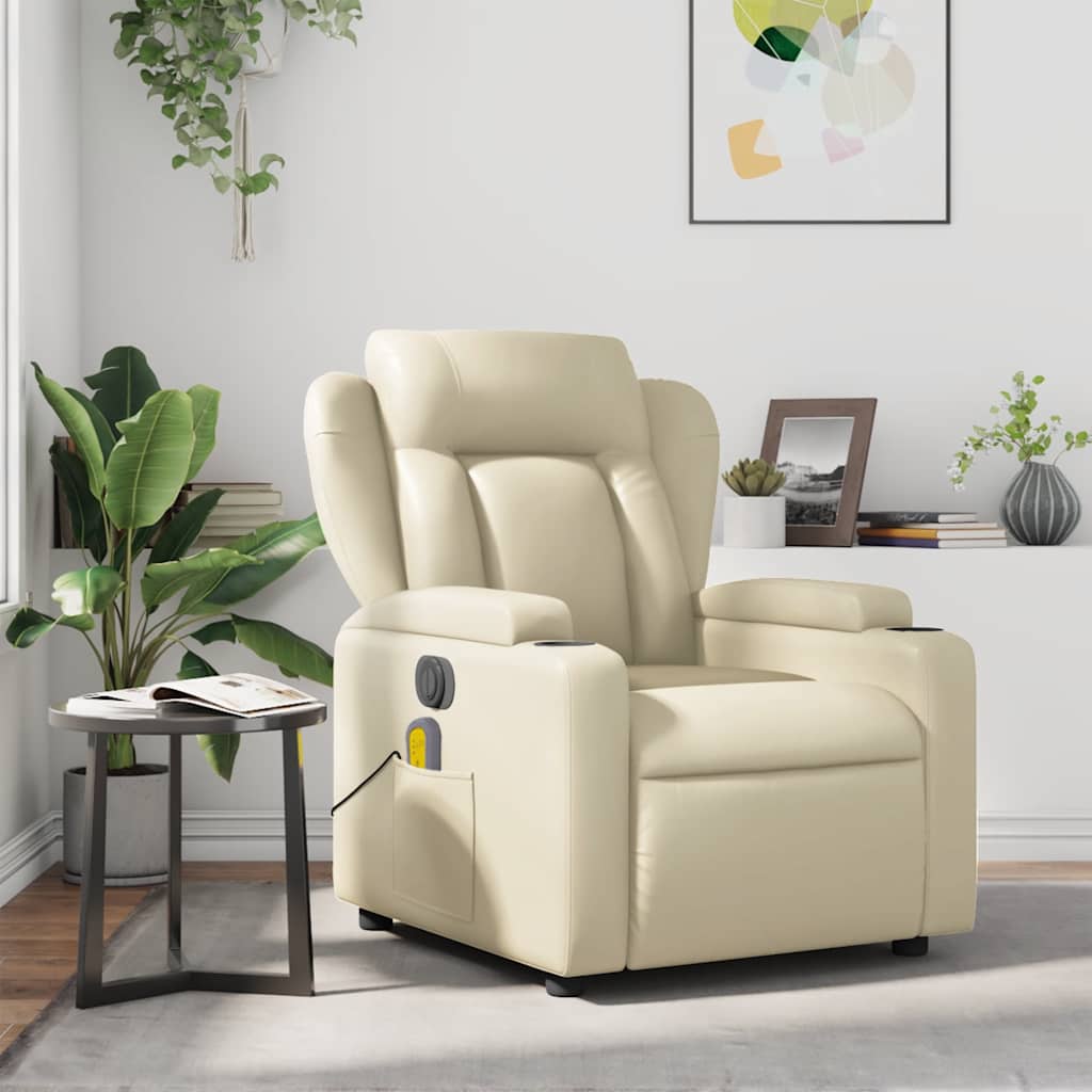 Masažni naslonjač od umjetne kože krem