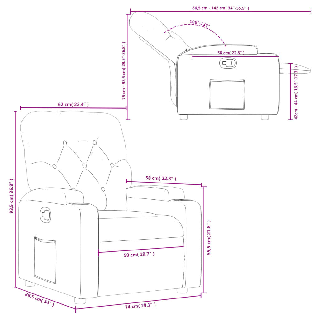 Naslonjač od umjetne kože crvena boja vina