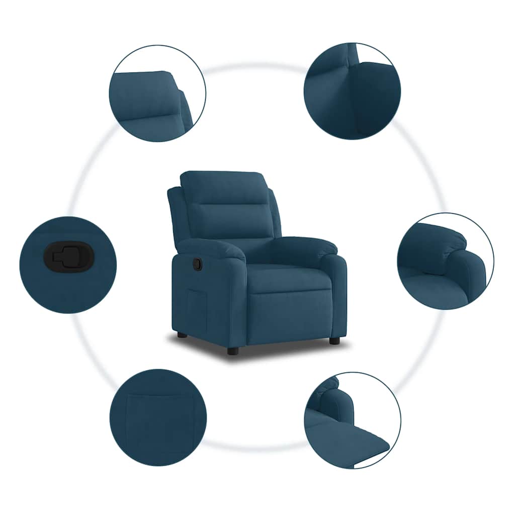 Naslonjač plavi baršunasti