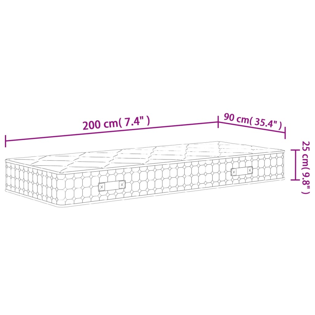 Madrac s džepičastim oprugama srednje čvrst 90 x 200 cm