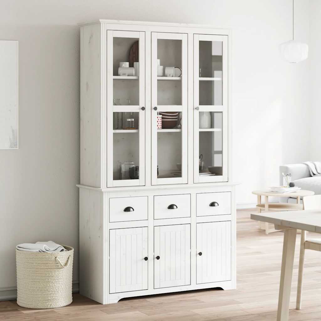 Visoka komoda BODO bijela 115,5x43x200,5 cm od masivne borovine
