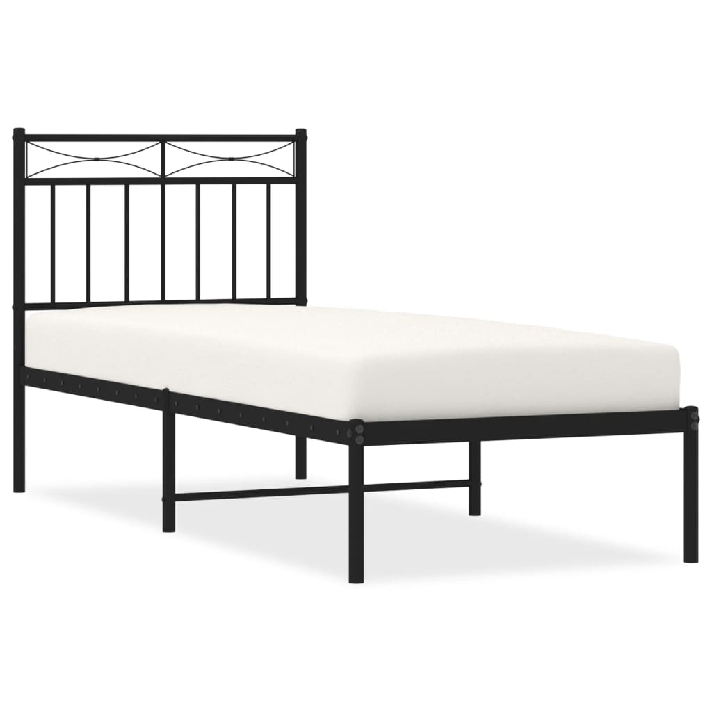 Metalni okvir za krevet s uzglavljem crni 80x200 cm