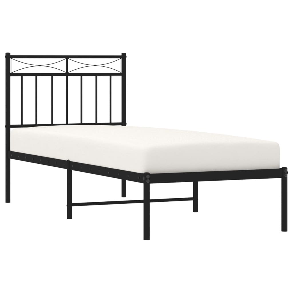 Metalni okvir za krevet s uzglavljem crni 80x200 cm