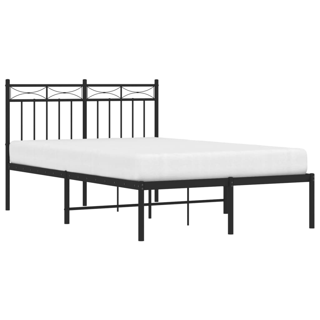 Metalni okvir za krevet s uzglavljem crni 120x190 cm