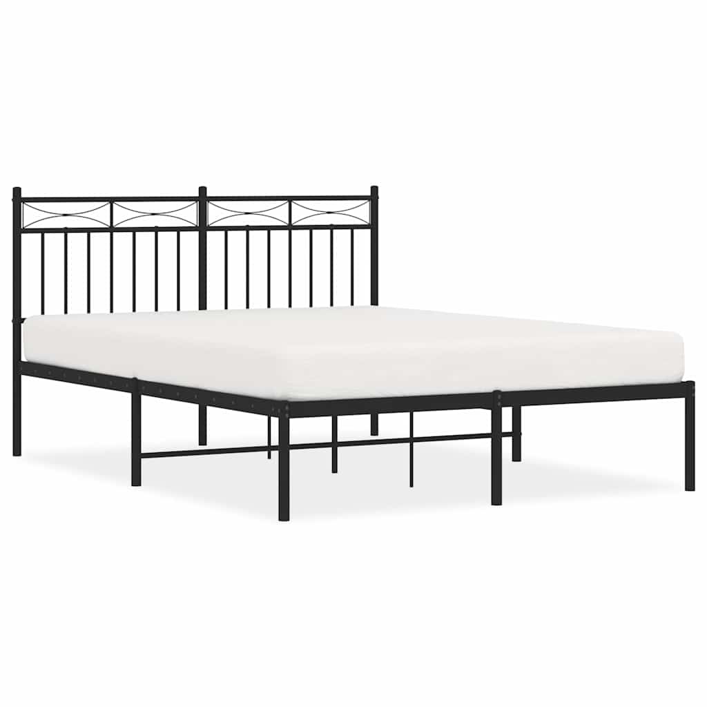 Metalni okvir za krevet s uzglavljem crni 135x190 cm