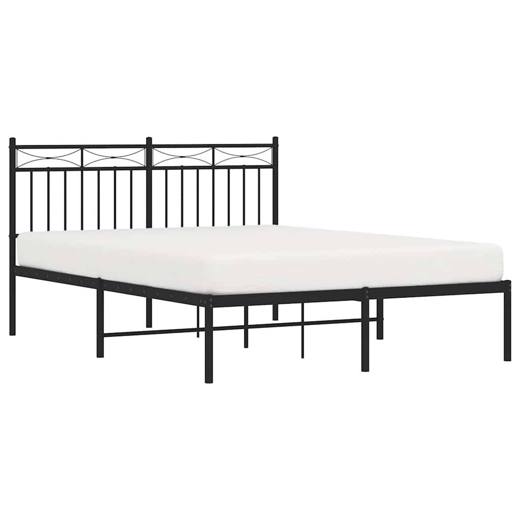 Metalni okvir za krevet s uzglavljem crni 135x190 cm