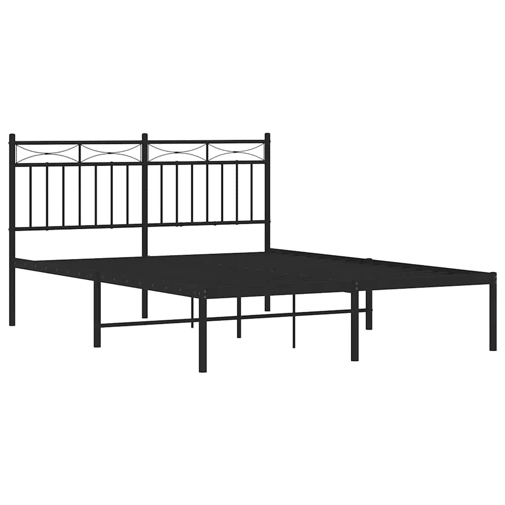 Metalni okvir za krevet s uzglavljem crni 135x190 cm