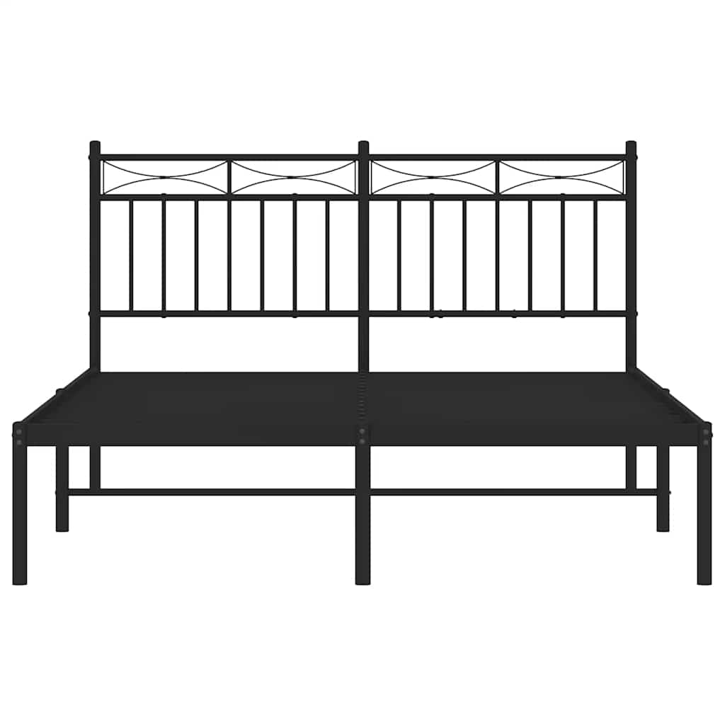 Metalni okvir za krevet s uzglavljem crni 135x190 cm