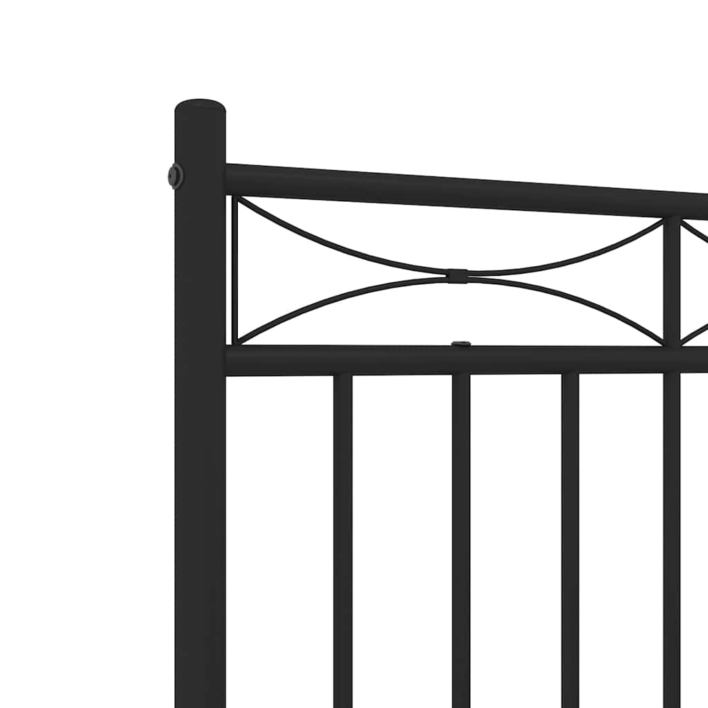 Metalni okvir za krevet s uzglavljem crni 135x190 cm