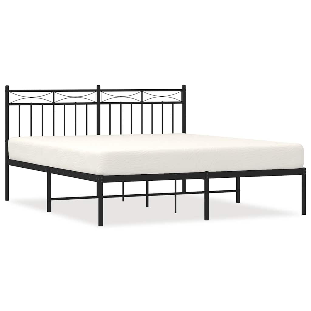 Metalni okvir za krevet s uzglavljem crni 150x200 cm
