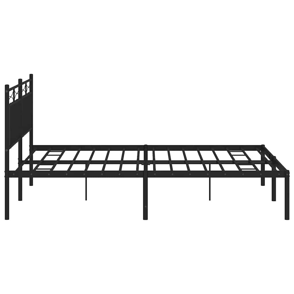 Metalni okvir za krevet s uzglavljem crni 150x200 cm