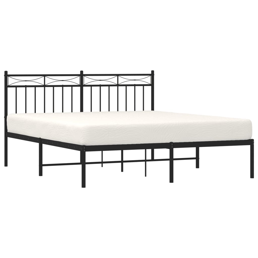 Metalni okvir za krevet s uzglavljem crni 160x200 cm