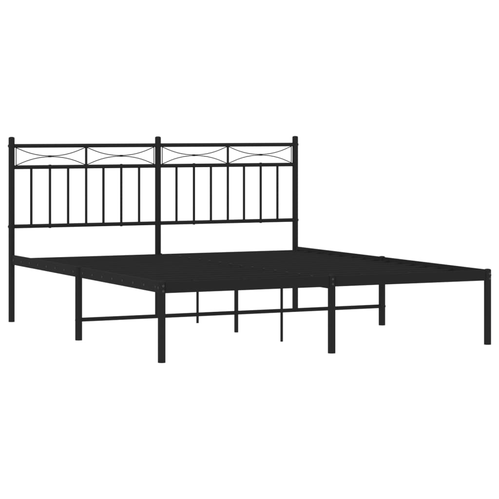 Metalni okvir za krevet s uzglavljem crni 160x200 cm