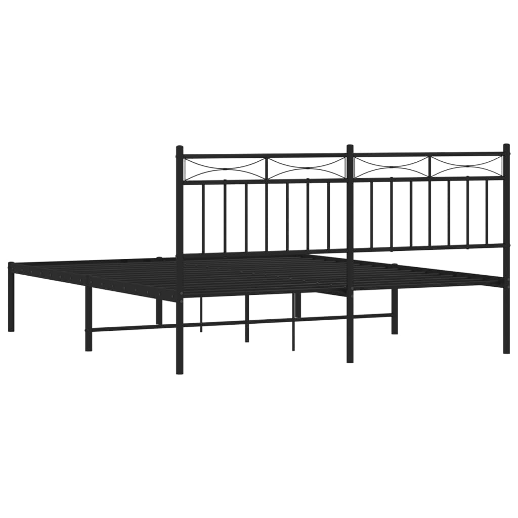Metalni okvir za krevet s uzglavljem crni 160x200 cm