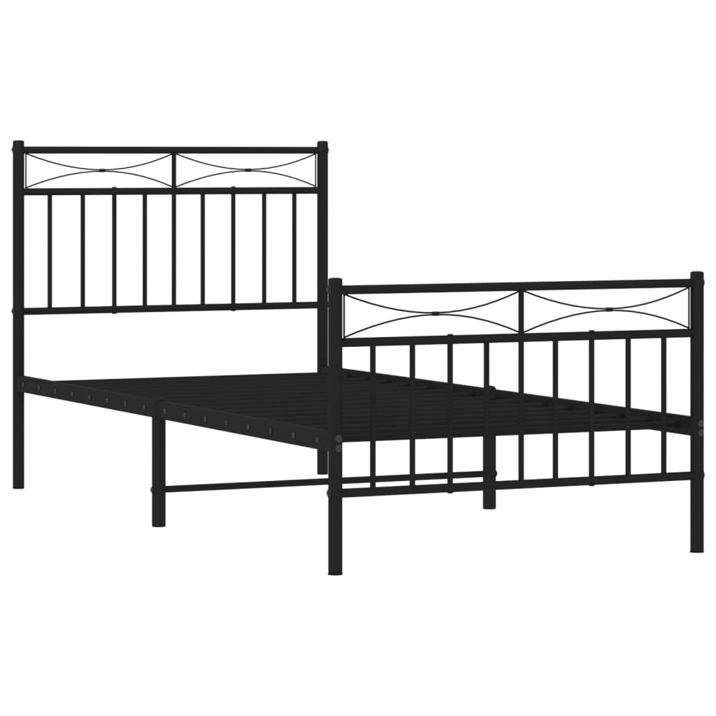 Metalni okvir kreveta uzglavlje i podnožje crni 90 x 200 cm
